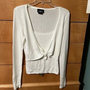 Light Weight Tie Front Scoop Neck Cream Sweater by It’s Our Time Size Small
